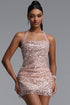 Winify Glamorous Contour Halter Sequin Sheer Mini Dress