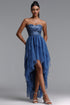 Linda Elegant Waist-Cinched Sequined Layered Midi Dress