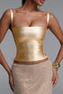 Fifer Sexy Slim Tie Gold Bandage Top