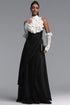 Tiere Elegant Waist-Cinched Floral Pleated Lace Sleeve Maxi Dress
