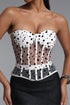 Julissa Sexy Fitted Strapless Polka Dot Boned Top