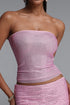 Juju Sparkling Full Rhinestone Strapless Pink Crop Top
