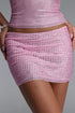 Rada Glam Rhinestone Low Waist Pink Mini Skirt