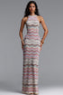 Tiza Chic Contour Sleeveless Striped Knit Maxi Dress
