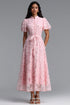 Dorothea Resort Flowy Puff Sleeve Sequin Floral Woven Maxi Dress