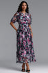Eanna Romantic Flowy Short Sleeve Floral Print Woven Maxi Dress
