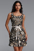 Sagako Vintage Cinched Sleeveless Floral Woven Mini Dress