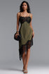 Tyler Sexy Contour Cut Out Lace Inset Satin Mini Dress