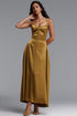Kelza Classic Tailored Spaghetti Strap Shimmer Satin Maxi Dress