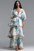 Lisbon Resort Flowy Puff Sleeve Floral Print Organza Maxi Dress