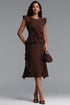 Denali Classic tailored Sleeveless Bow Ruffle Woven Top And Skirt Two Piece Set
