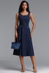 Pora Chic Tailored Sleeveless Denim Midi Dress