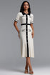 Kamaria Elegant Contour Short Sleeve Knit Midi Dress