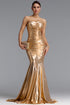 Kalie Classic Strapless Ruched Metallic Maxi Dress