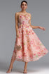 Julim Romantic Strapless Floral Midi Dress