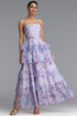 Lita Gentle Strapless Floral Tiered Ruffle Maxi Dress