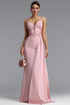 Henlina Romantic Spaghetti Strap Floral Embroidery Slit Lace Mermaid Pink Maxi Dress
