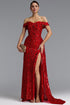Roanna Elegant Off Shoulder Sequin High Slit Maxi Dress