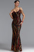 Gemma Chic Contour V Neck Sequin Stripe Black Maxi Dress