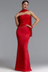 Rucifa Elegant Strapless Rhinestone Ruched Maxi Dress