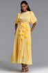 Octavia Romantic Flowy Puff Sleeve Sequin Floral Shimmer Satin Maxi Dress