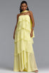 Riley Romantic Flowy Strapless Tiered Ruffle Chiffon Maxi Dress