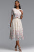 Rosmarie Romantic Flowy Short Sleeve Floral Print Woven Top and Skirt Two Piece Set