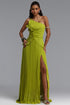 Locia Resort Flowy One Shoulder Ruffle Pleated Woven Maxi Dress