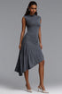 Tadeo Chic Contour Sleeveless Diagonal Stripes Asymmetric Hem Knit Midi Dress