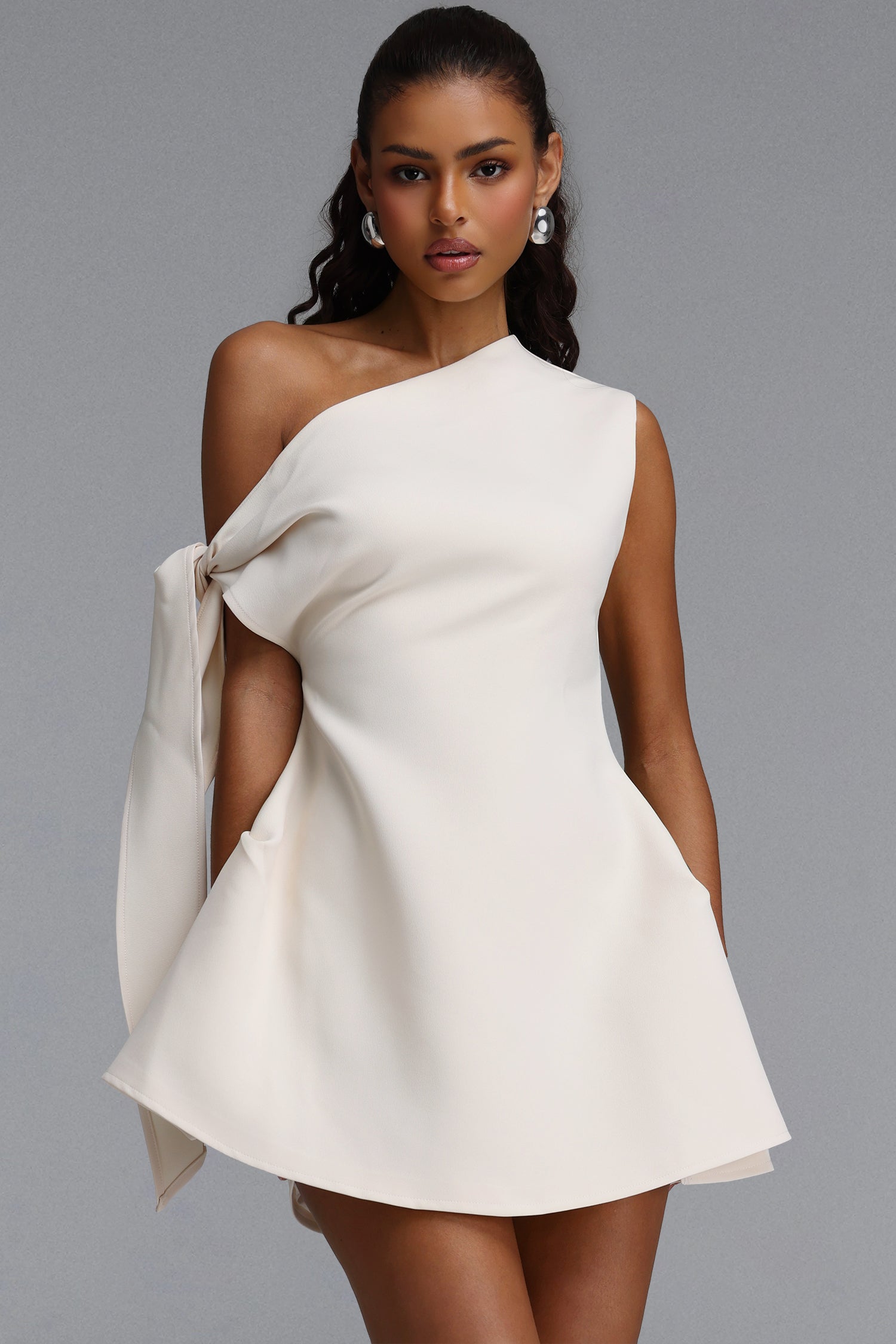 Denali Chic Tailored One Shoulder  Asymmetric Woven Mini Dress	