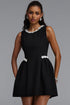 Luva Elegant Tailored Round Neck Sleeveless Pearl Woven Mini Dress