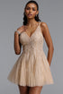 Ezgi Romantic Flowy V Neck Spaghetti Strap Floral Lace Mini Dress