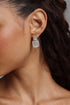 Sarly Double Layer Square Rhinestone Pearl Drop Earrings