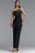Sagako Exquisite Contour One Shoulder Rhinestone Bandage Maxi Dress