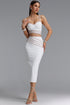 Pora Exquisite Contour Rhinestone Cami Top Bodycon Skirt Bandage Two Piece Set