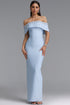 Isme Elegant Contour Off Shoulder Pearl Rhinestone Bandage Maxi Dress