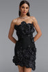 Janneth¡¡Exquisite Fitted Strapless Rhinestone Floral Black Mini Bandage Dress