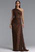 Finch Romantic Contour Sleeveless Ruched Lace Brown Knit Maxi Dress