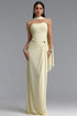 Gwen Elegant Flowy Strapless Ruched Mesh Yellow Maxi Dress