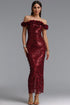 Laley Elegant Contour Off Shoulder Floral Pearl Woven Maxi Dress