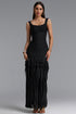 Inya Chic Contour Sheer Ribbon Stripe Black Bandage Maxi Dress