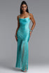 Rexanne Glamorous Contour Sleeveless Fringe Bandage Blue Maxi Dress