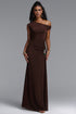 Megan Asymmetrical One Shoulder Side Ruched Knot Beaded Maxi Dress