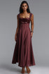 Kirara Elegant Spaghetti Strap Pleated Maxi Dress