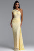 Finch Romantic Contour Sleeveless Ruched Lace Knit Yellow Maxi Dress