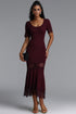 Lexi Vintage Romantic U Neck Lace Panel Knit Maxi Dress