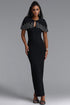 Frances Elegant Contour Rhinestone Shawl Strapless Black Bandage Maxi Dress Set