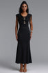 Lalipa Elegant Fitted Sleeveless Metal Tie Detail Black Maxi Dress
