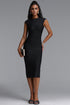 Yauia Classic Sleeveless Black Rhinestone Bandage Midi Dress