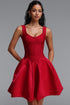 Evelina Elegant Contour Strap Boned Puff Mini Dress